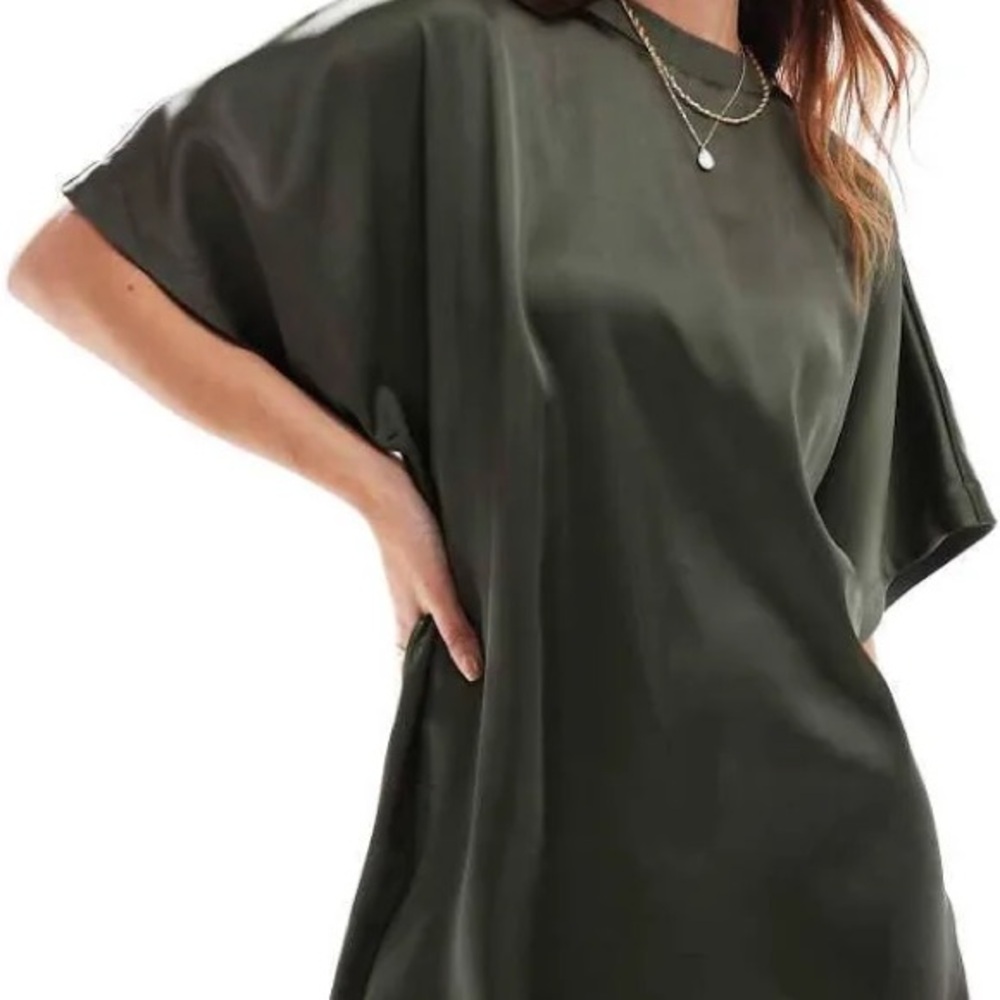 ASOS Black Satin Mini Shift Dress